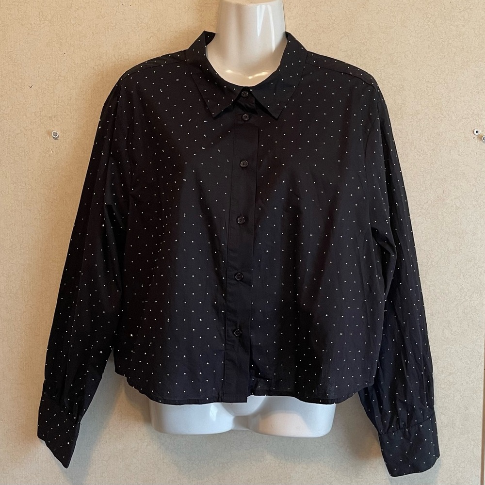 Velvet Heart Black Shirt with White Dots